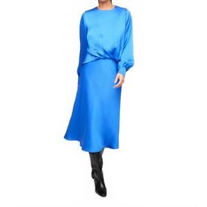 NEW FIFTEEN TWENTY mia bias satin midi skirt in electric blue